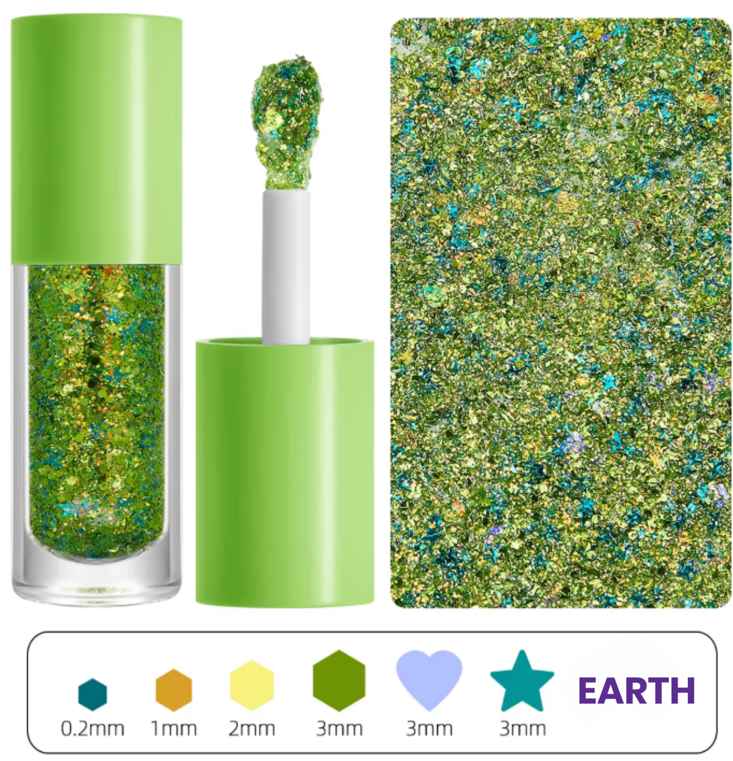 Sparkle Chunky Glitter Gel with Applicator- Earth