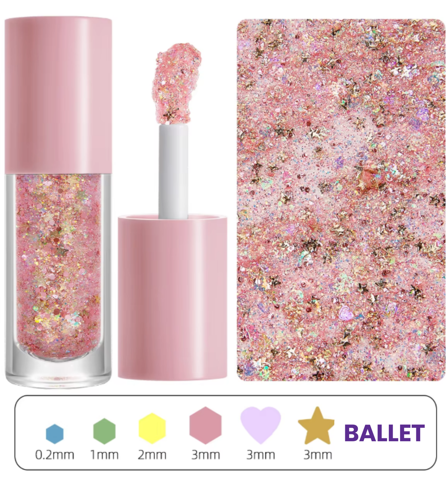 Sparkle Chunky Glitter Gel with Applicator- Ballet