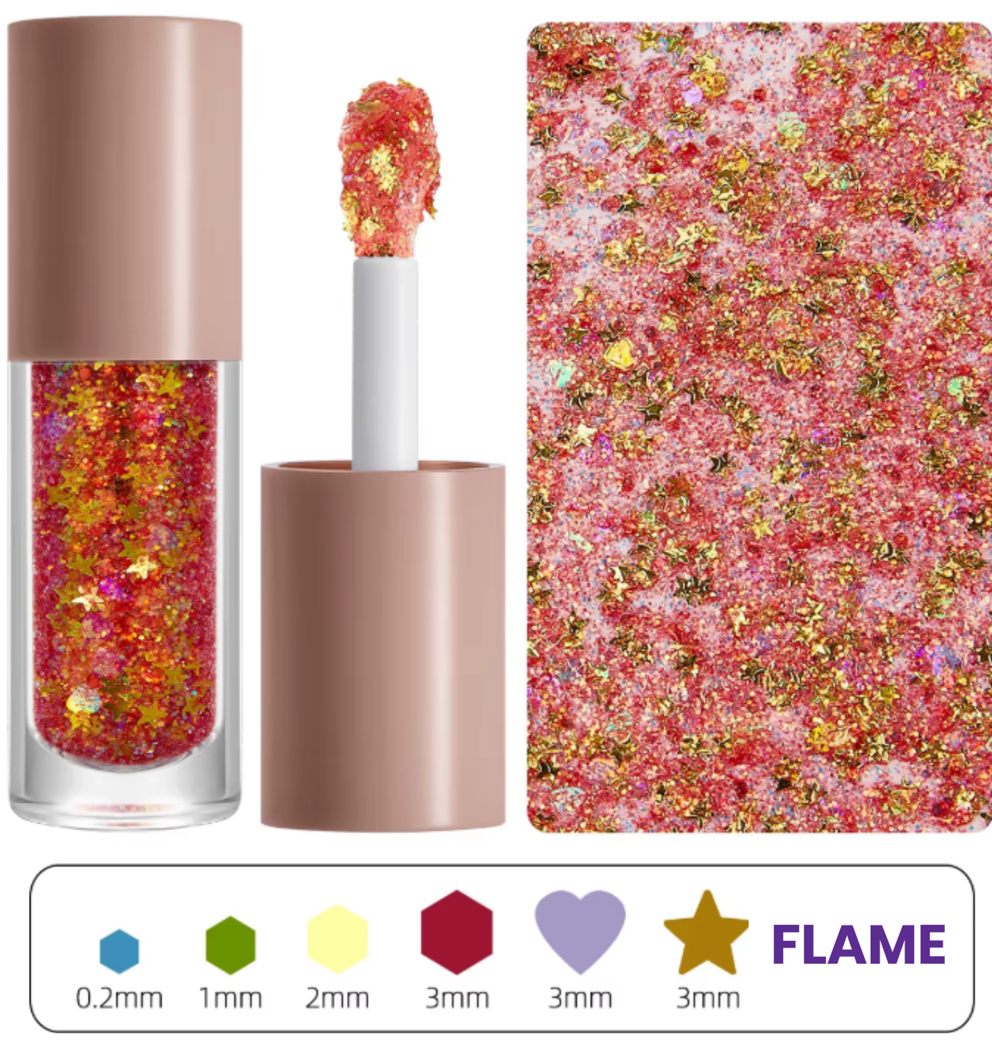Sparkle Chunky Glitter Gel with Applicator- Flame