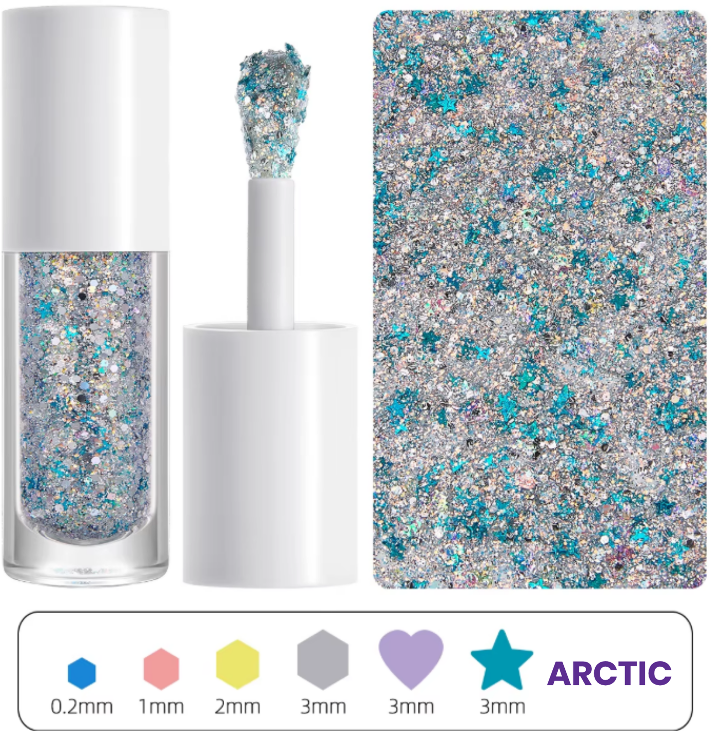 Sparkle Chunky Glitter Gel with Applicator- Arctic