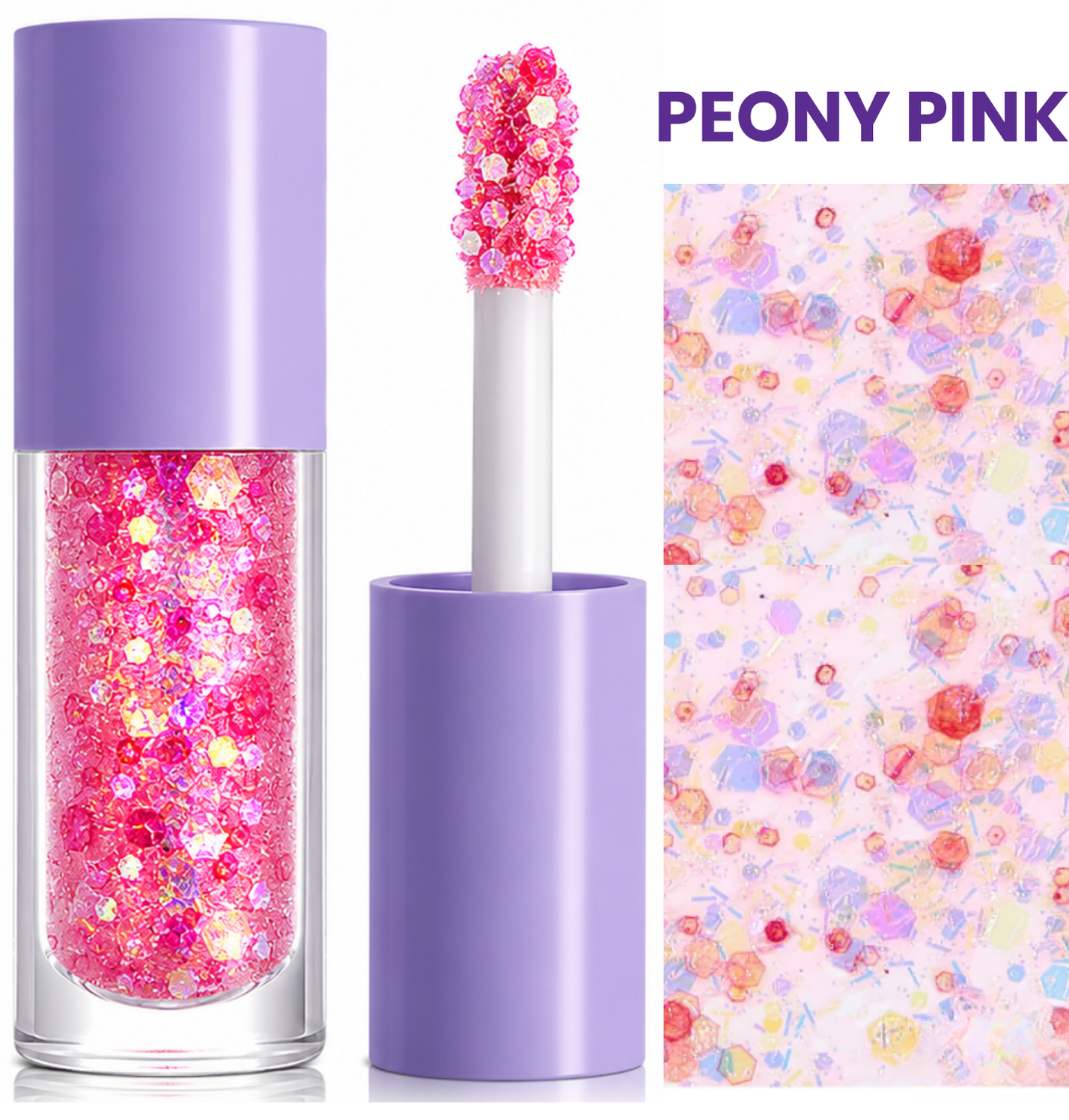 Sparkle Chunky Glitter Gel with Applicator- Peony Pink