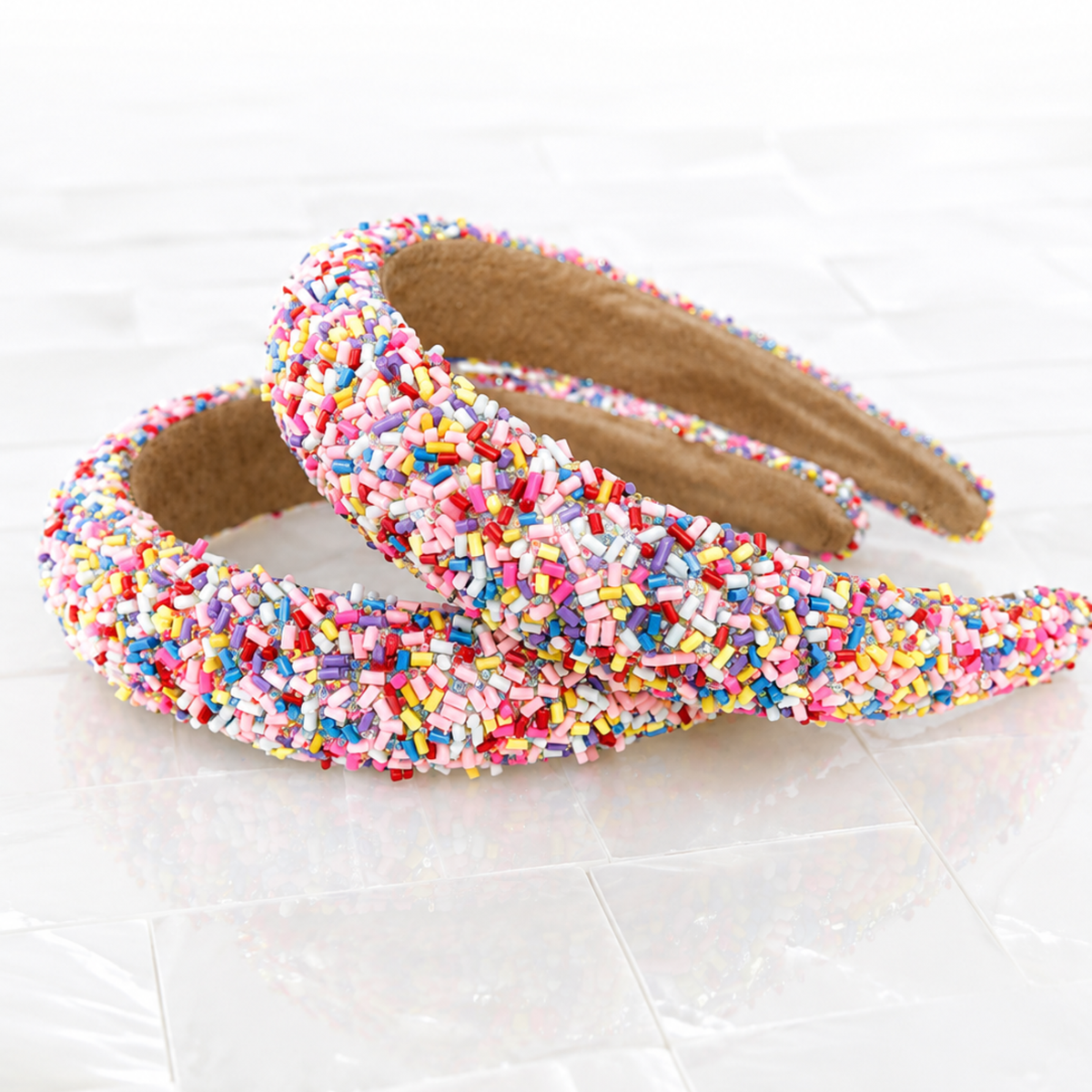 Sprinkle Glitter Crystal Headband- Rainbow