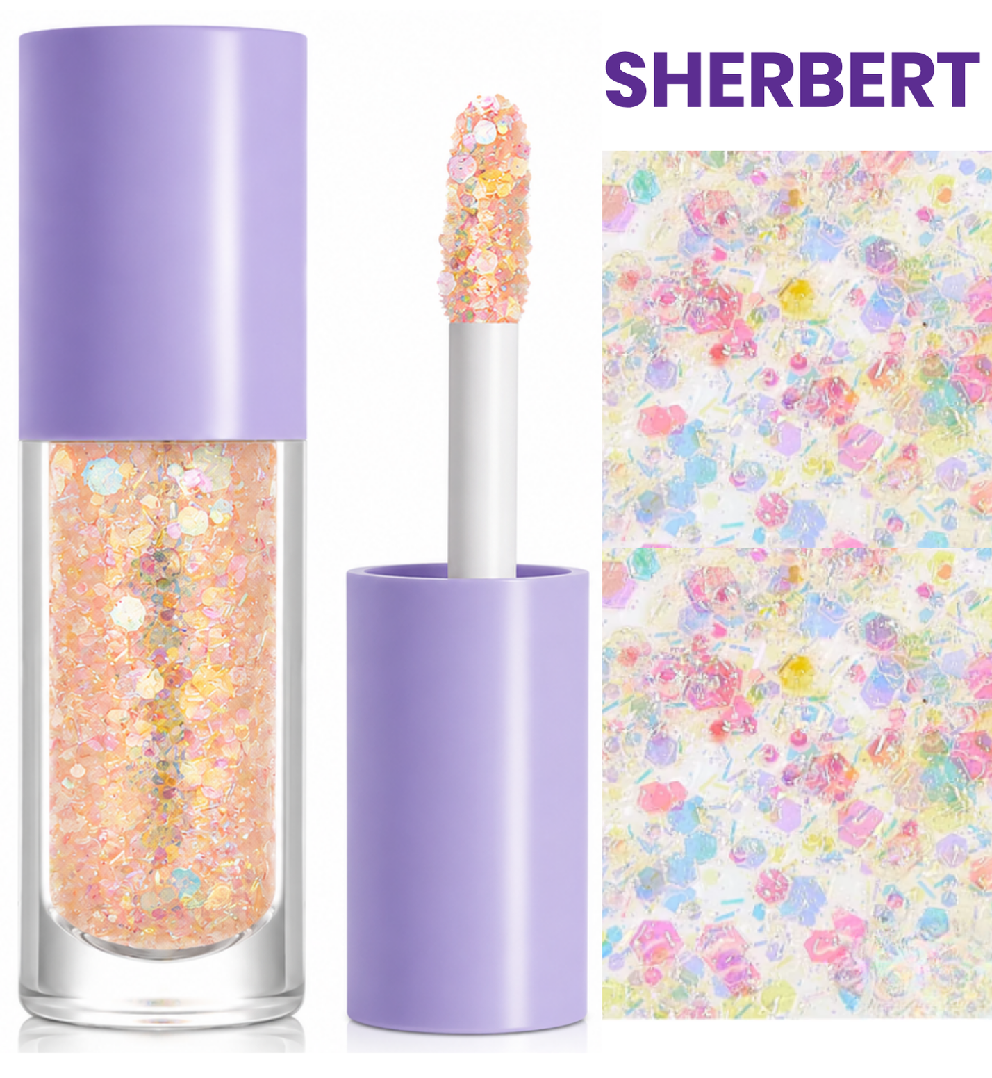 Sparkle Chunky Glitter Gel with Applicator- Sherbert