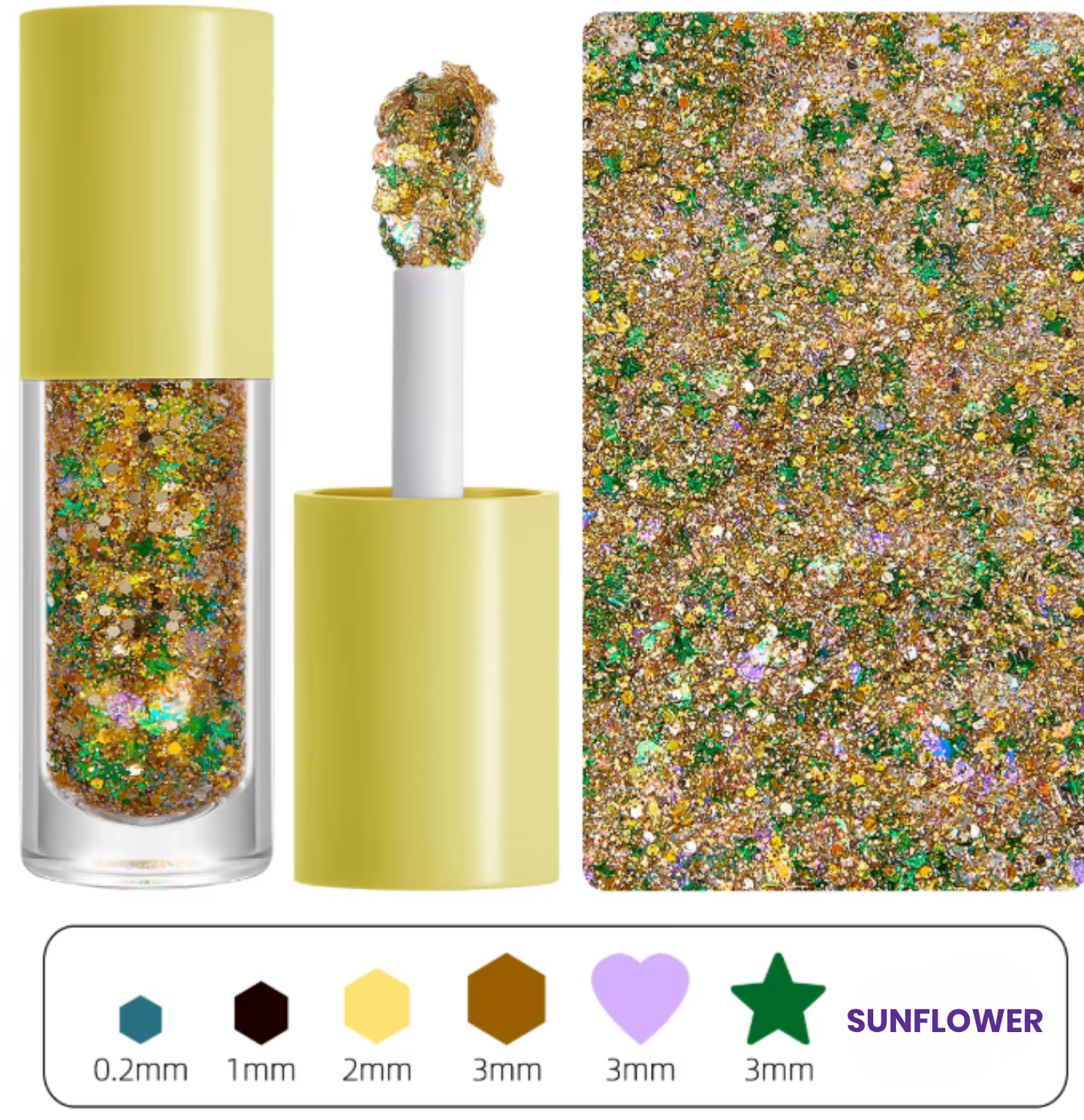 Sparkle Chunky Glitter Gel with Applicator- Sunflower