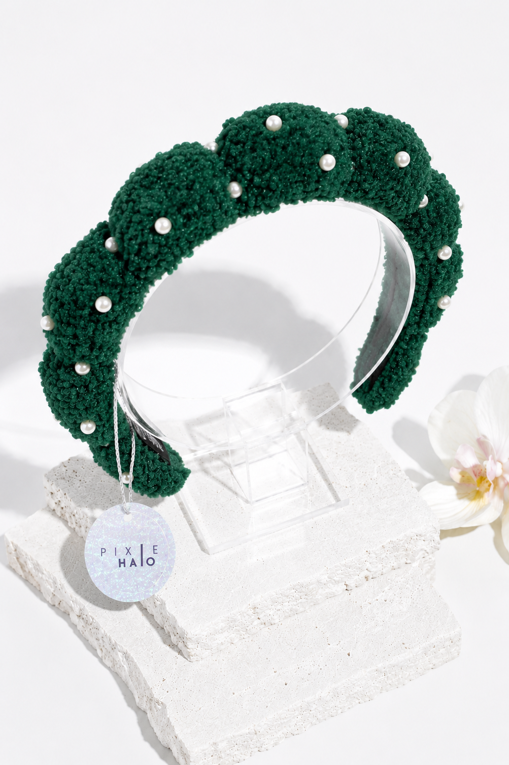 Plush Pearl Spa Headband - Green