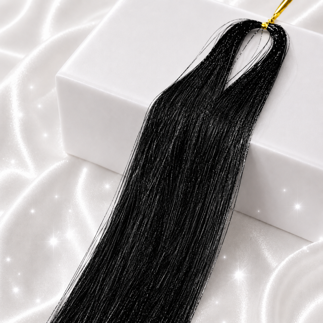 Multi Color Shimmering Hair Tinsel - Black