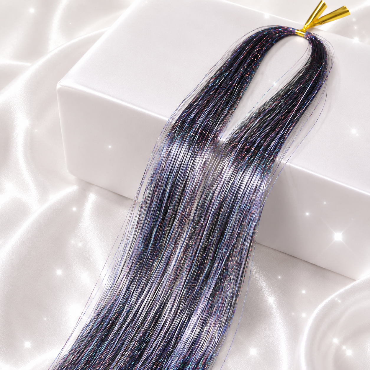 Multi Color Shimmering Hair Tinsel - Iridescent Black
