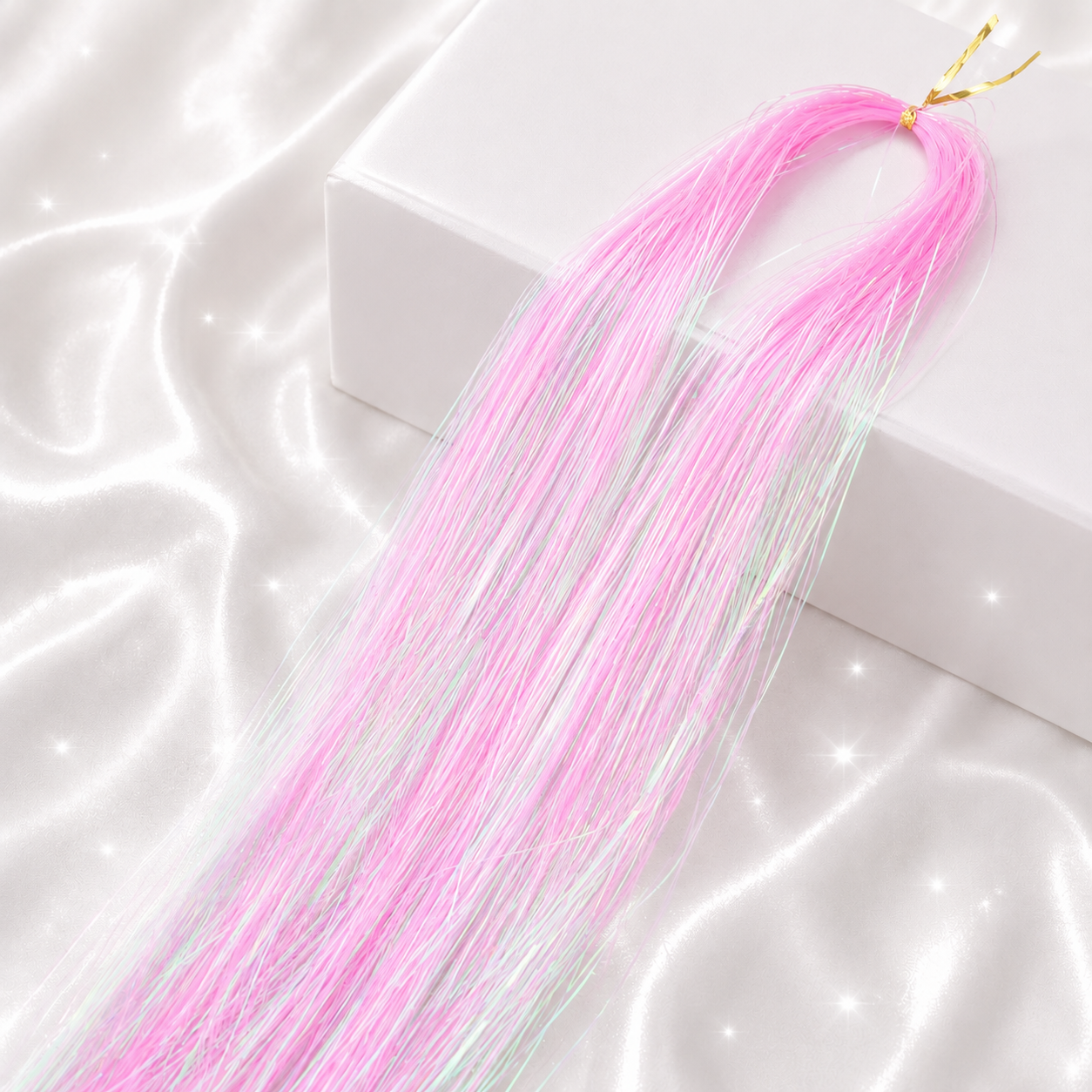 Multi Color Shimmering Hair Tinsel - Neon Pink