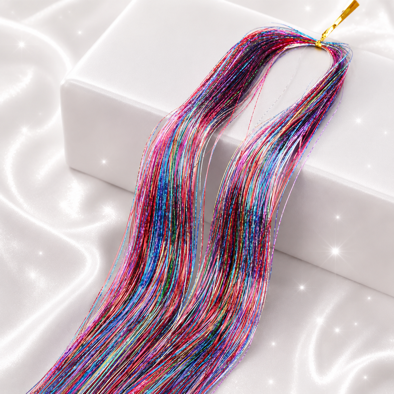 Multi Color Shimmering Hair Tinsel - Rainbow 7 Colors
