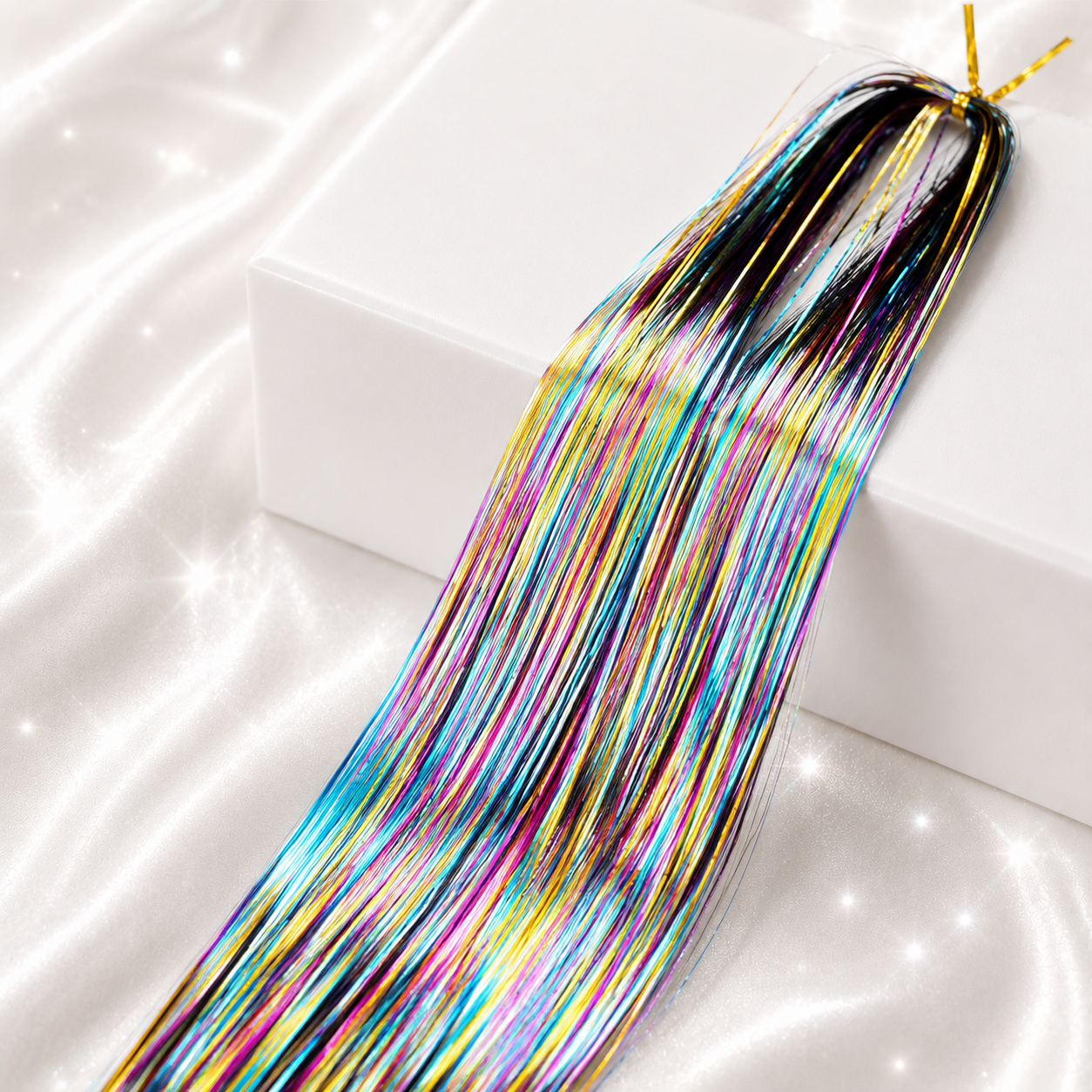 Multi Color Shimmering Hair Tinsel - Rainbow 5 Colors