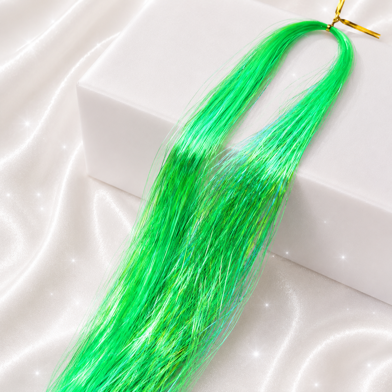 Multi Color Shimmering Hair Tinsel - Neon Green