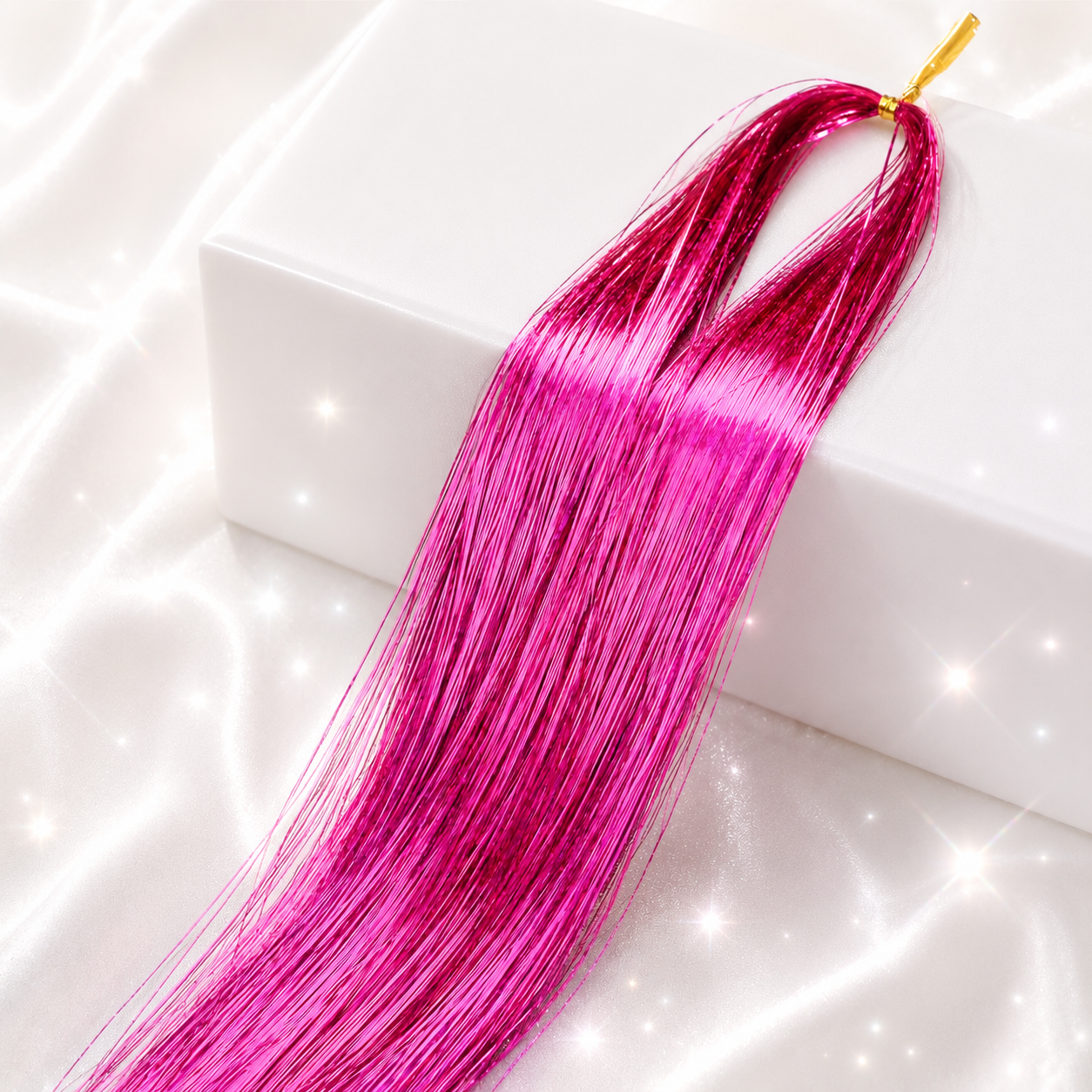 Multi Color Shimmering Hair Tinsel - Rose