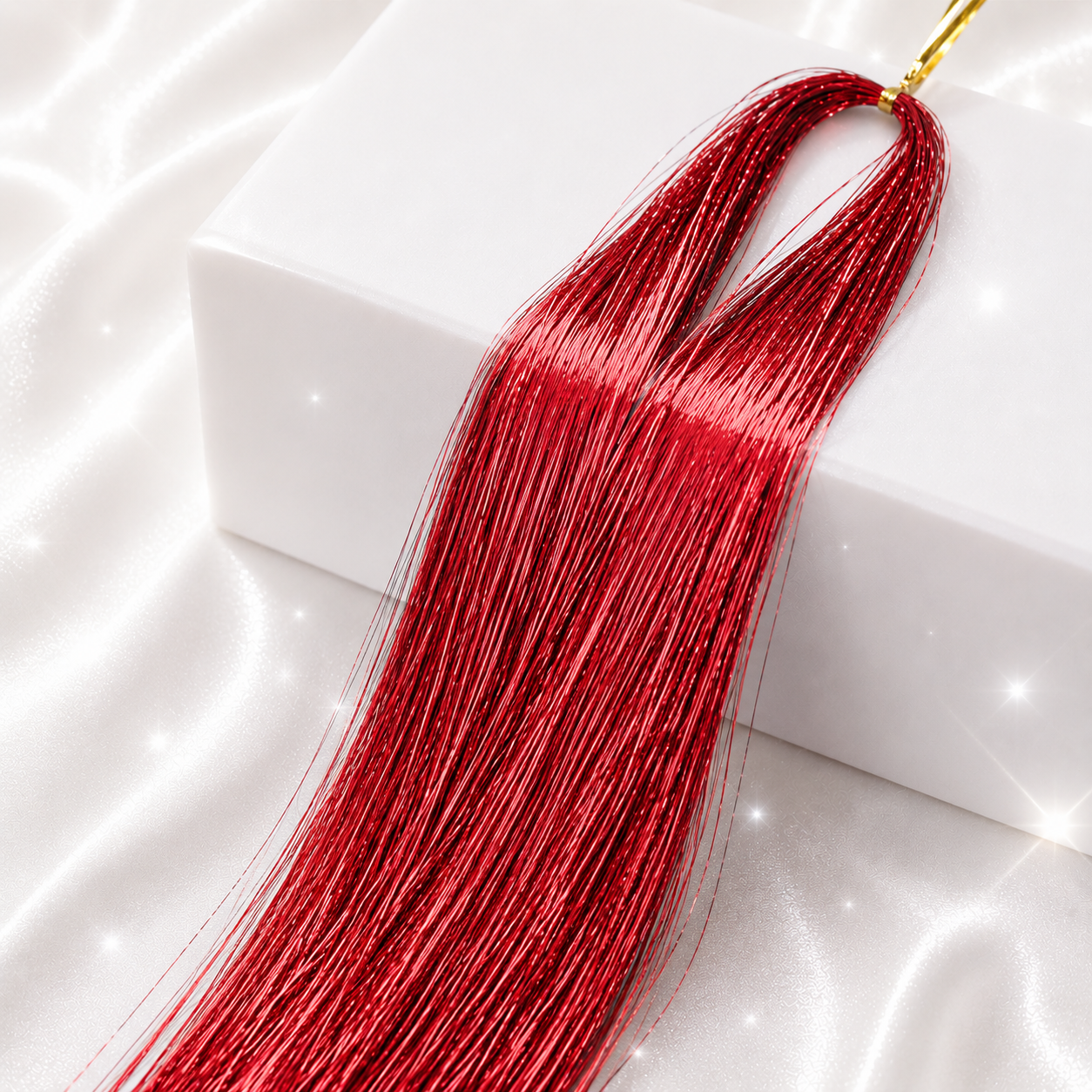 Multi Color Shimmering Hair Tinsel - Red