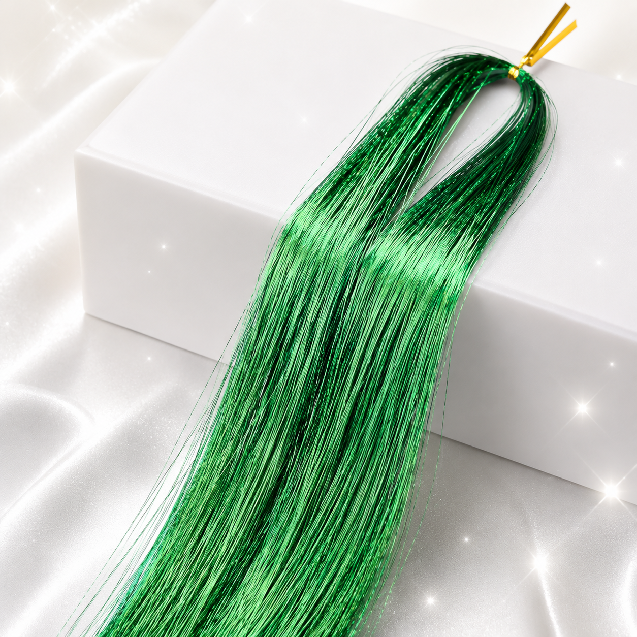 Multi Color Shimmering Hair Tinsel - Green