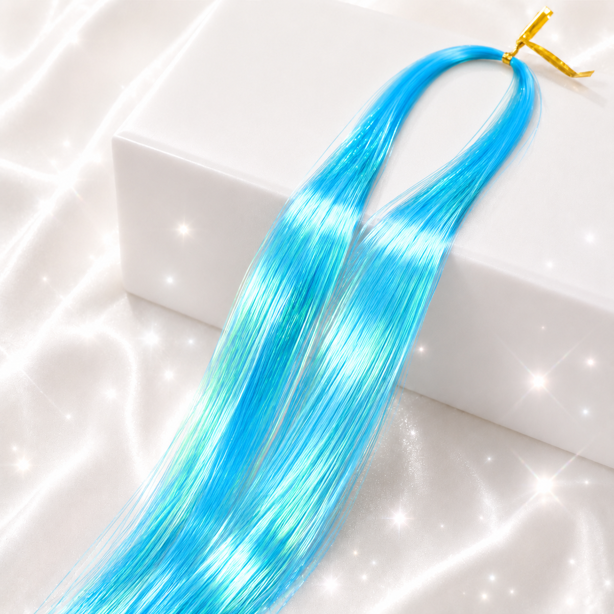 Multi Color Shimmering Hair Tinsel - Neon Blue