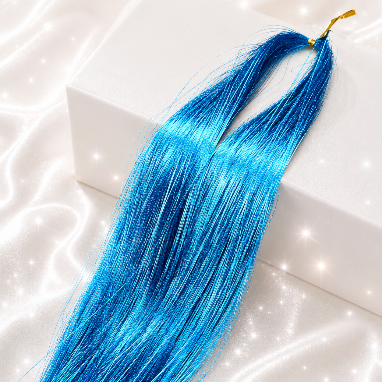 Multi Color Shimmering Hair Tinsel - Lake Blue