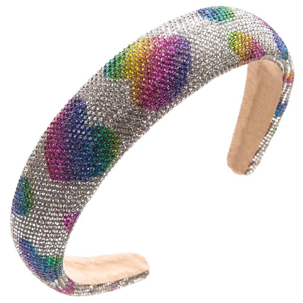 Glitter Sparkle Heart Headband - Rainbow and White
