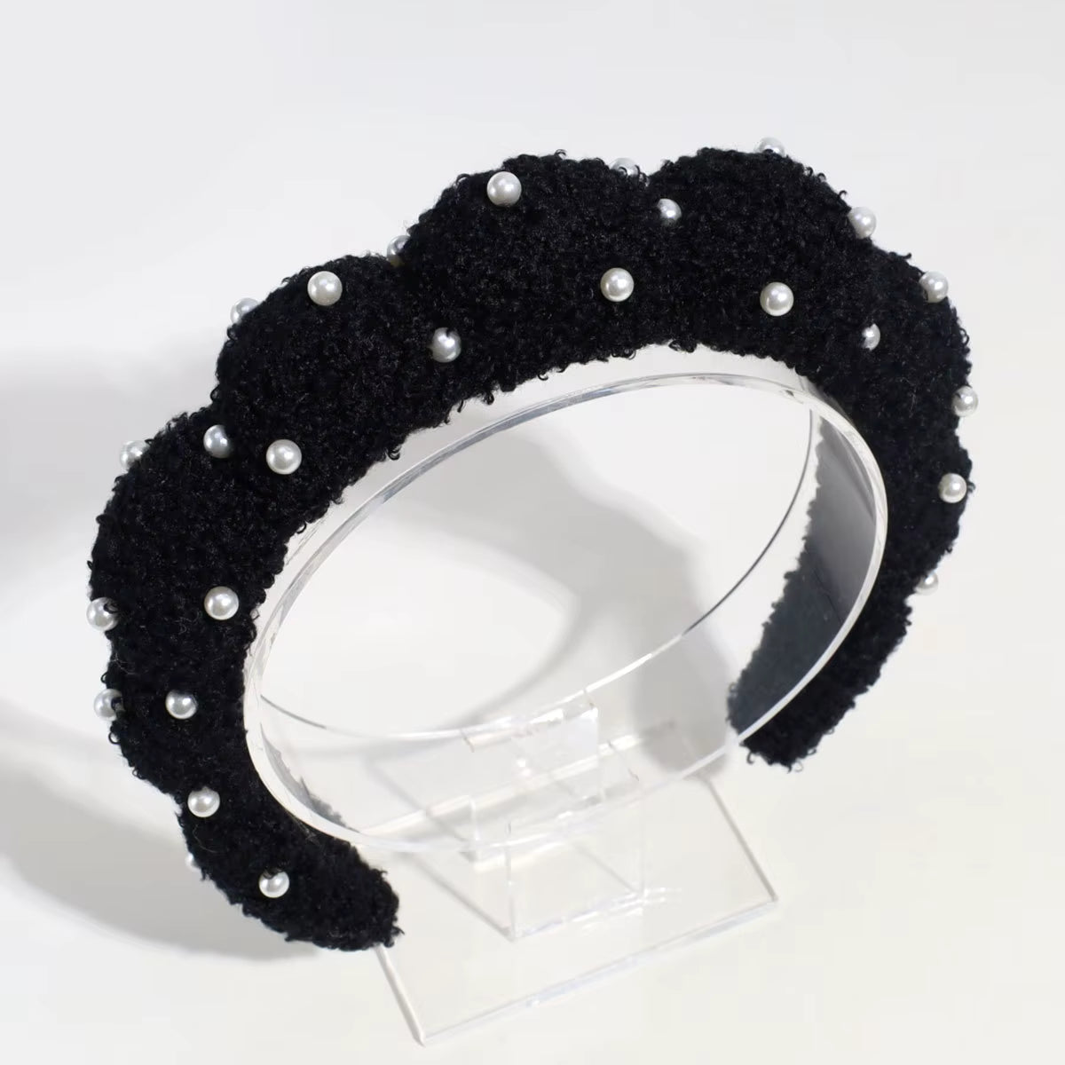 Plush Pearl Spa Headband - Black