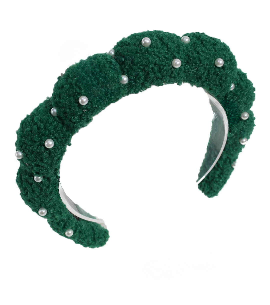 Plush Pearl Spa Headband - Green