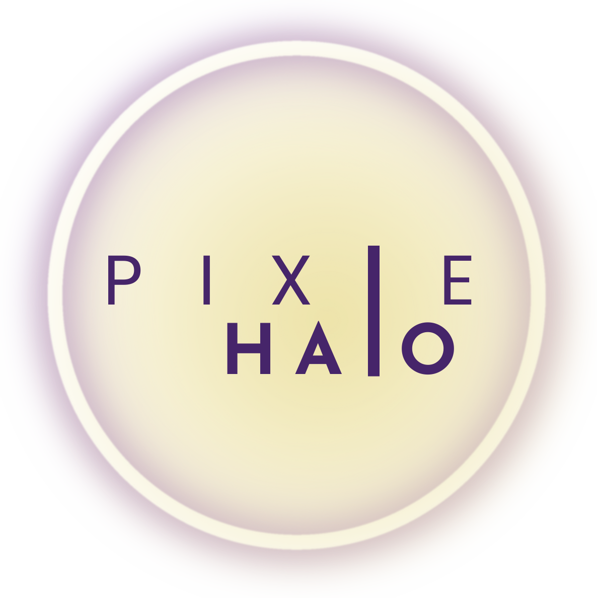 Round product with 'Pixie Halo' text on a light purple background