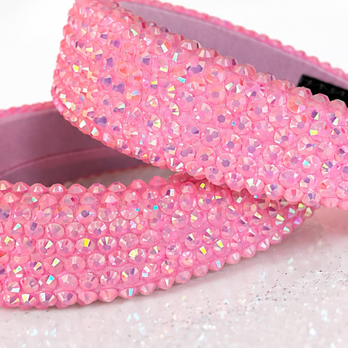 Statement Crystal Bejeweled Headband- Pink