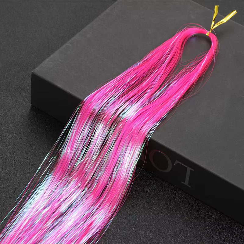 Multi Color Shimmering Hair Tinsel - Neon Rose