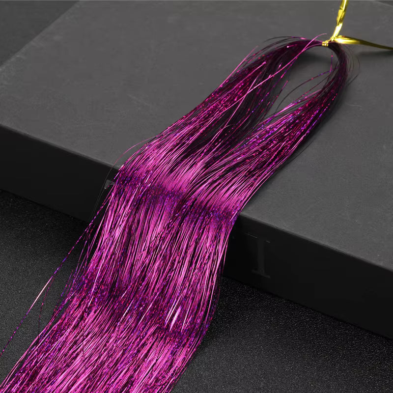 Multi Color Shimmering Hair Tinsel - Plum